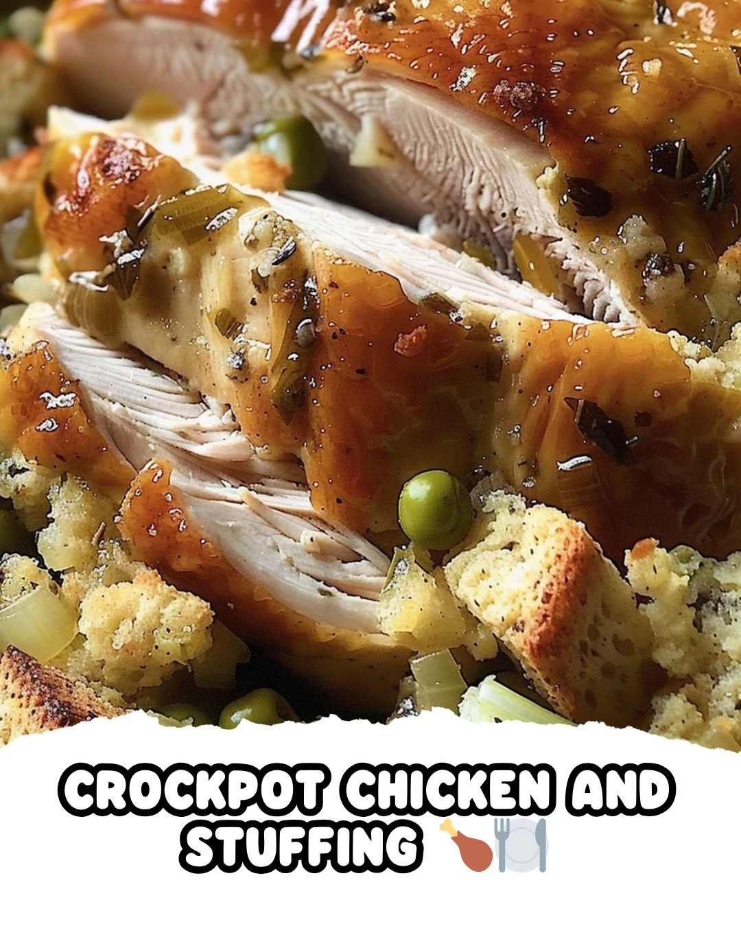 Easy Crockpot Chicken and Stuffing Recipe finished dish