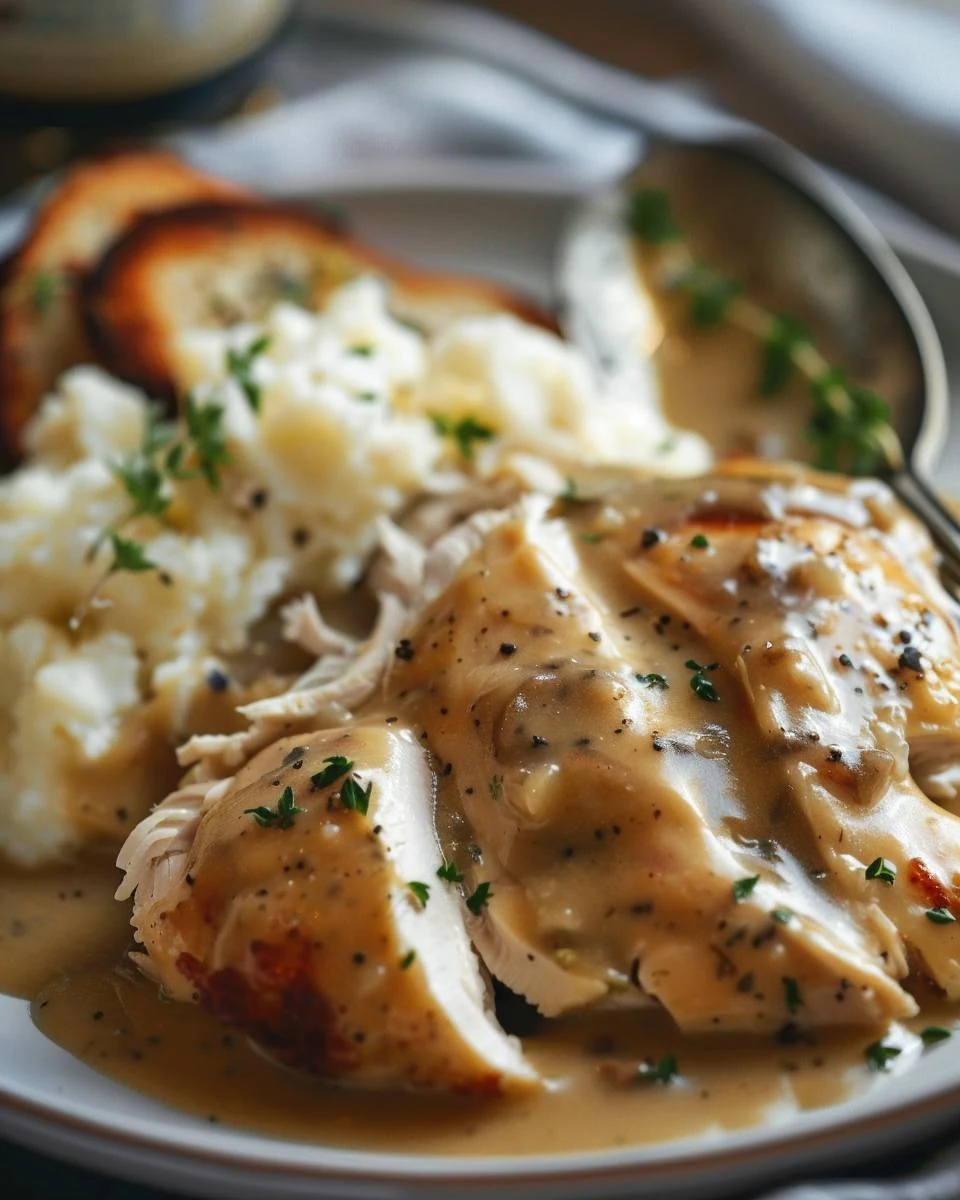 Easy Crockpot Chicken Gravy Recipe for Comforting Meals finished dish