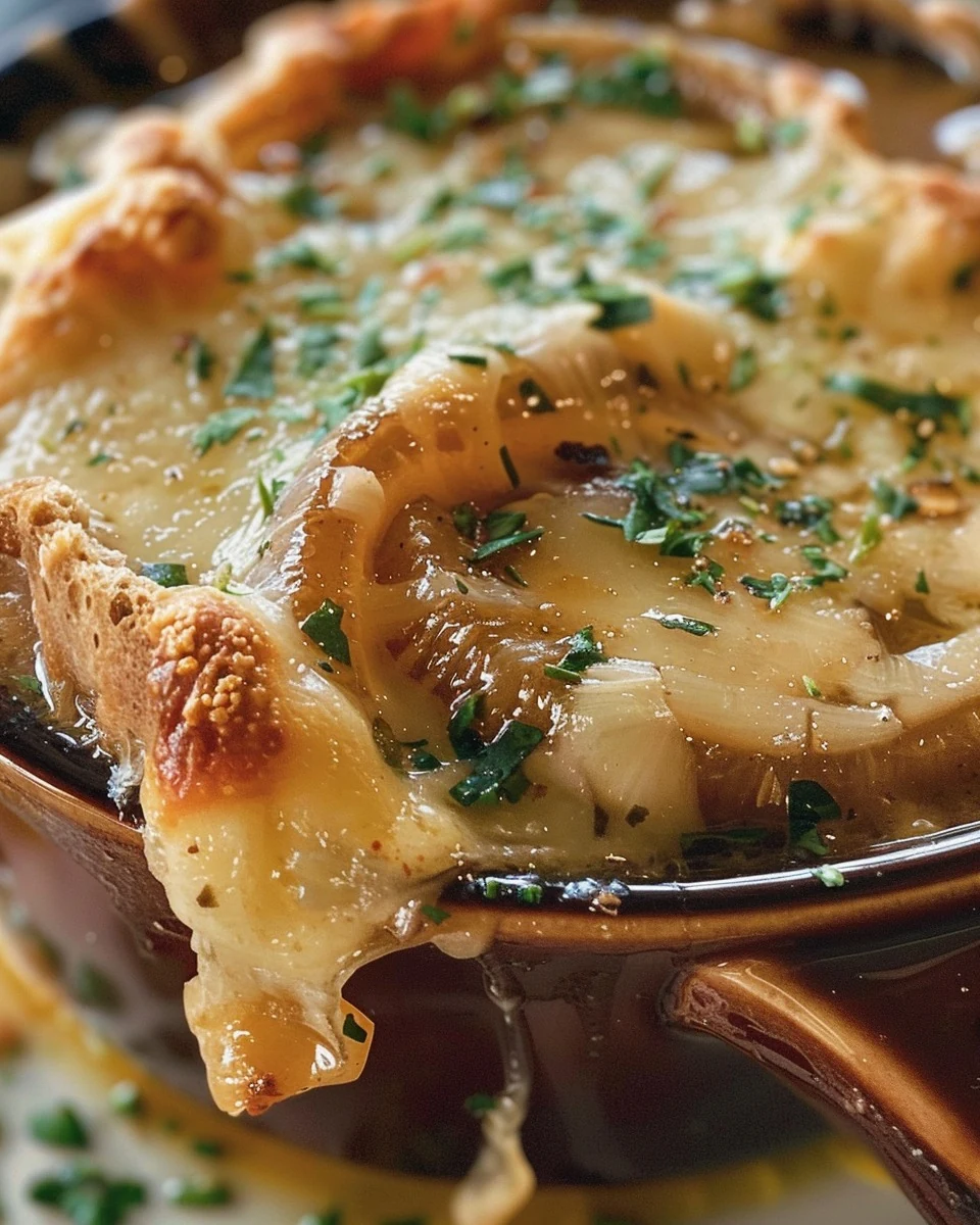 Easy Crockpot French Onion Soup Recipe for Comfort finished dish