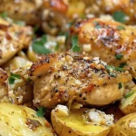 Easy Crockpot Garlic Parmesan Chicken & Potatoes Recipe finished dish