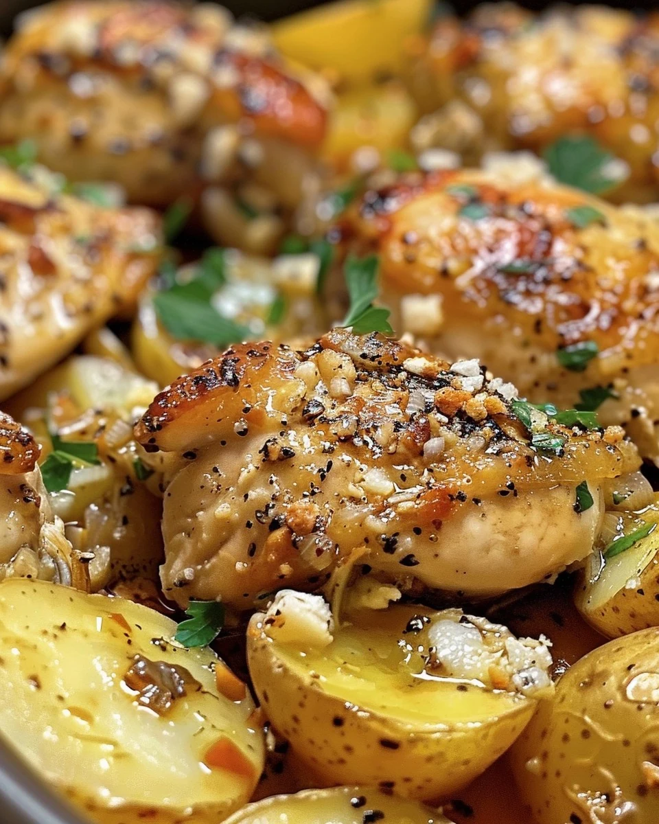 Easy Crockpot Garlic Parmesan Chicken & Potatoes Recipe finished dish