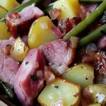 Easy Crockpot Ham Green Beans and Potatoes Recipe finished dish