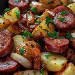 Easy Fried Potatoes Onions and Smoked Polish Sausage Recipe finished dish