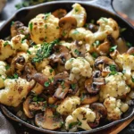 Easy Garlic Mushrooms Cauliflower Skillet Recipe finished dish