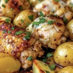 Easy Garlic Parmesan Chicken and Potatoes Recipe finished dish