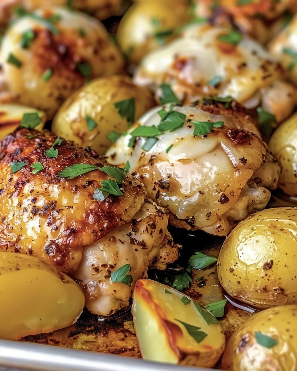 Easy Garlic Parmesan Chicken and Potatoes Recipe finished dish