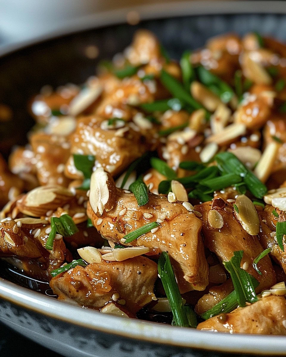 Easy Ginger Chicken with Almonds Recipe finished dish