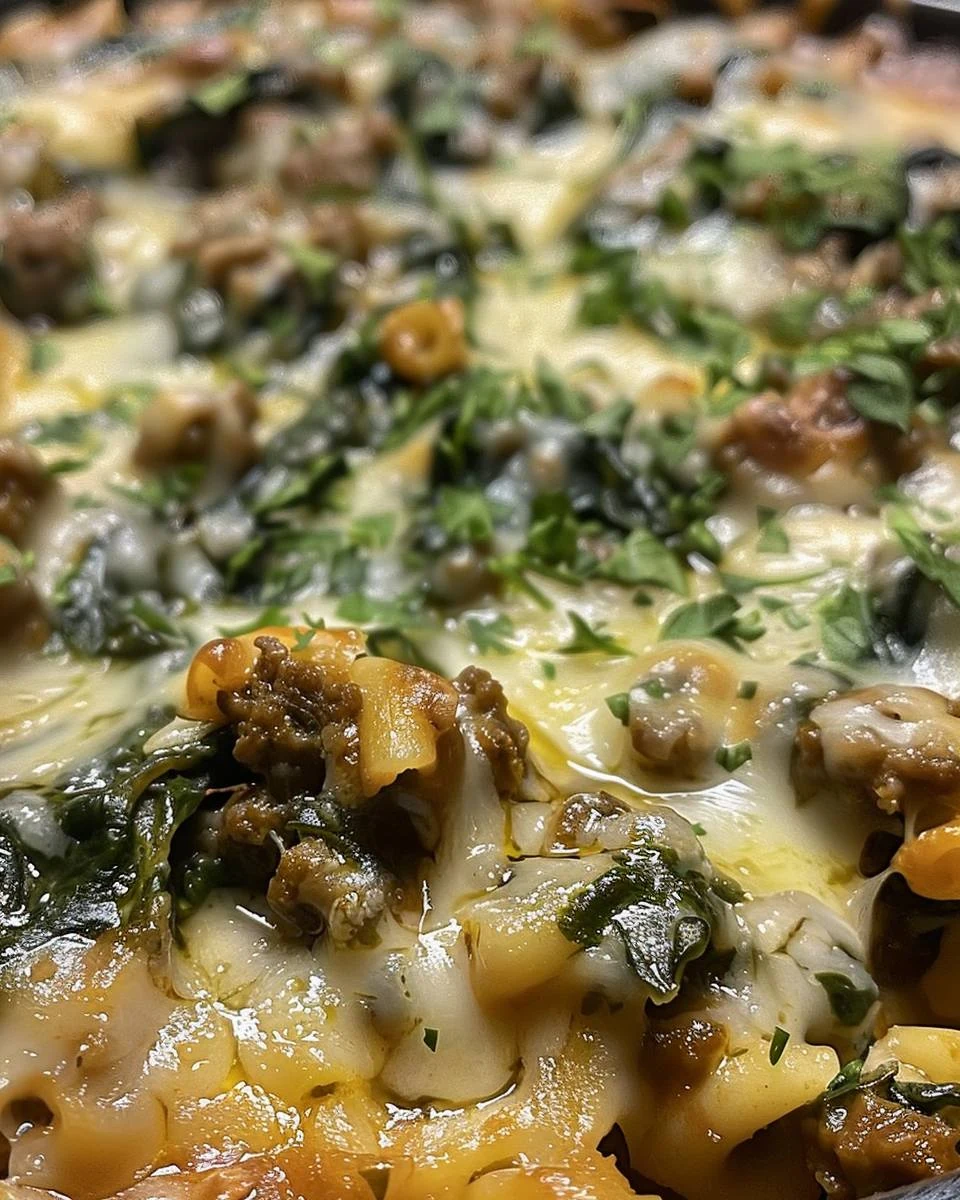 Easy Ground Beef Spinach Casserole Recipe finished dish