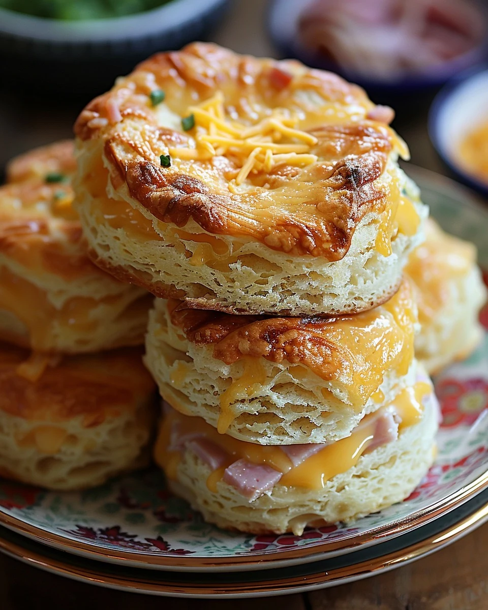 Ham and Cheese Butter Swim Biscuits