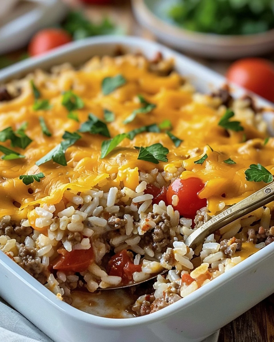 Easy Hamburger Rice Casserole: A Quick Family Favorite finished dish