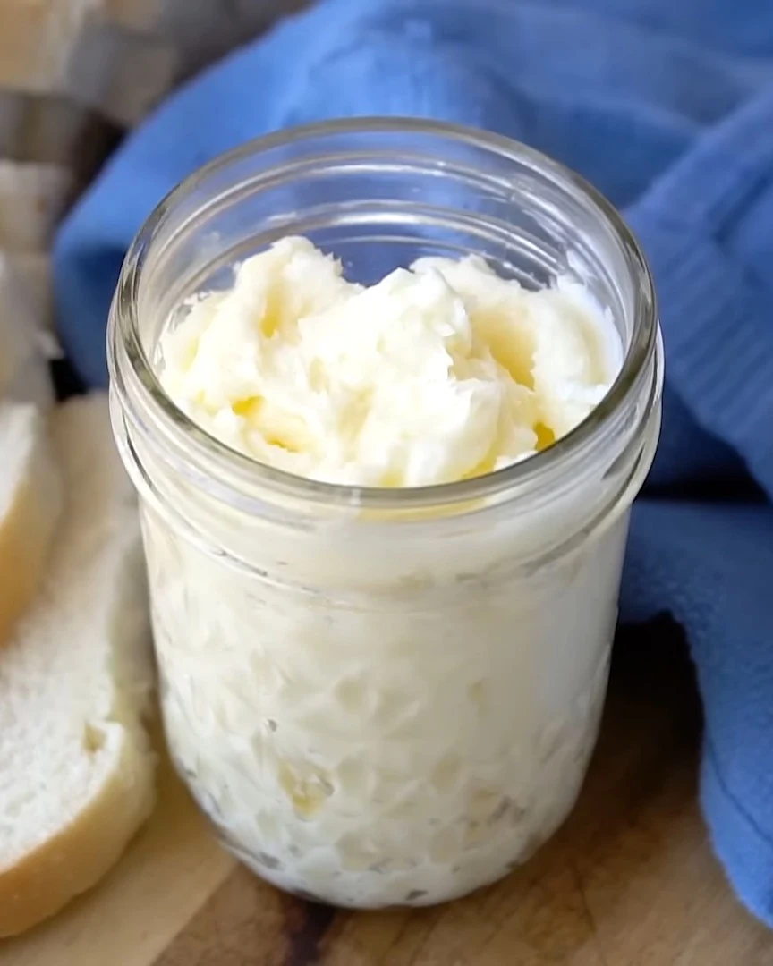 Easy Homemade Butter in a Mason Jar Recipe finished dish