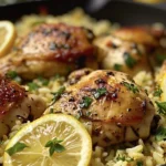 Easy Lemon Herb Chicken and Rice Skillet Recipe finished dish