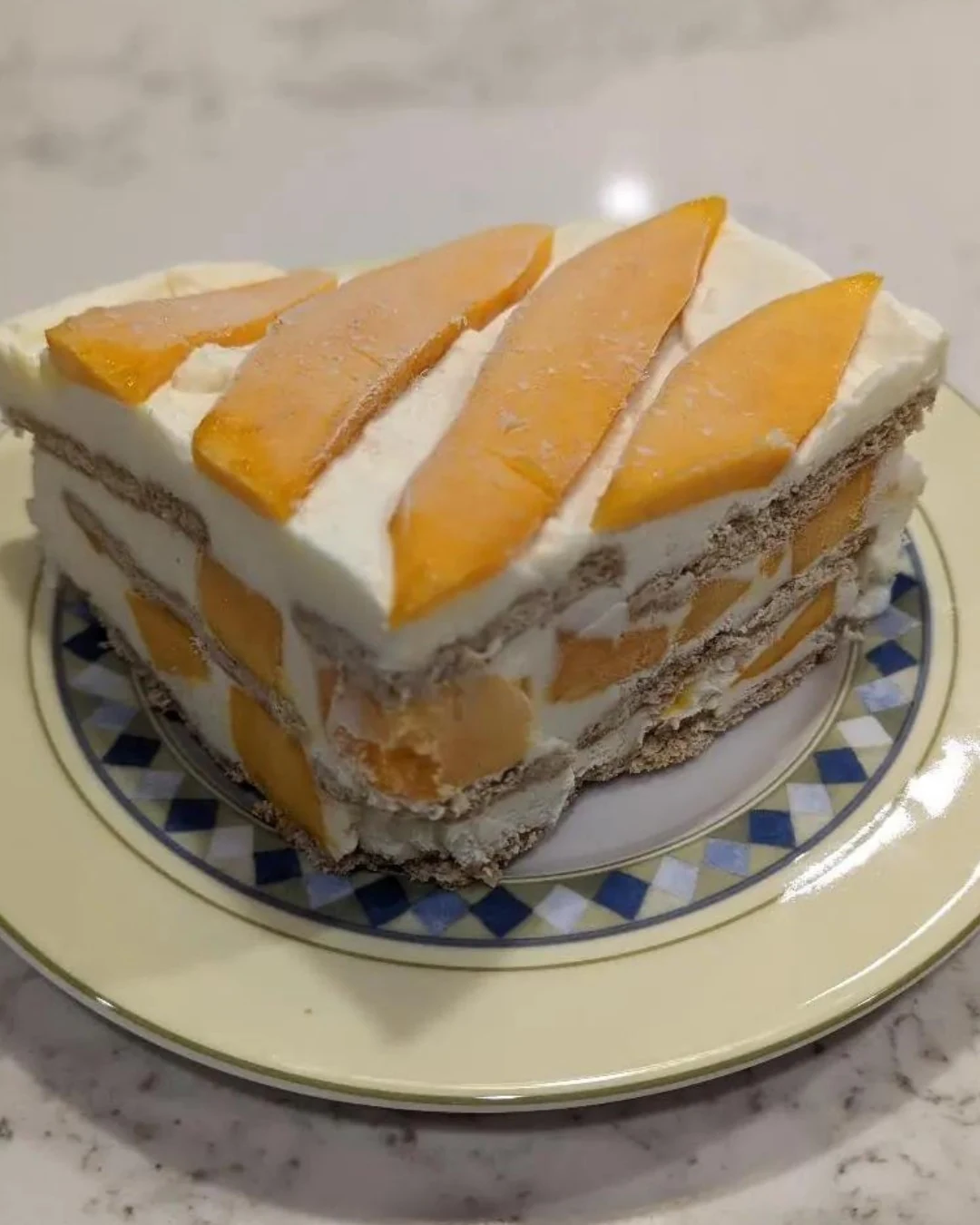 Easy No Bake Mango Graham Cake Recipe finished dish