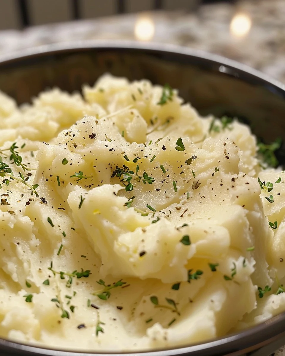Easy No Boil Slow Cooker Mashed Potatoes Recipe finished dish