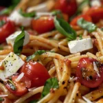 Easy One-Pan Caprese Pasta Recipe for Weeknight Meals finished dish