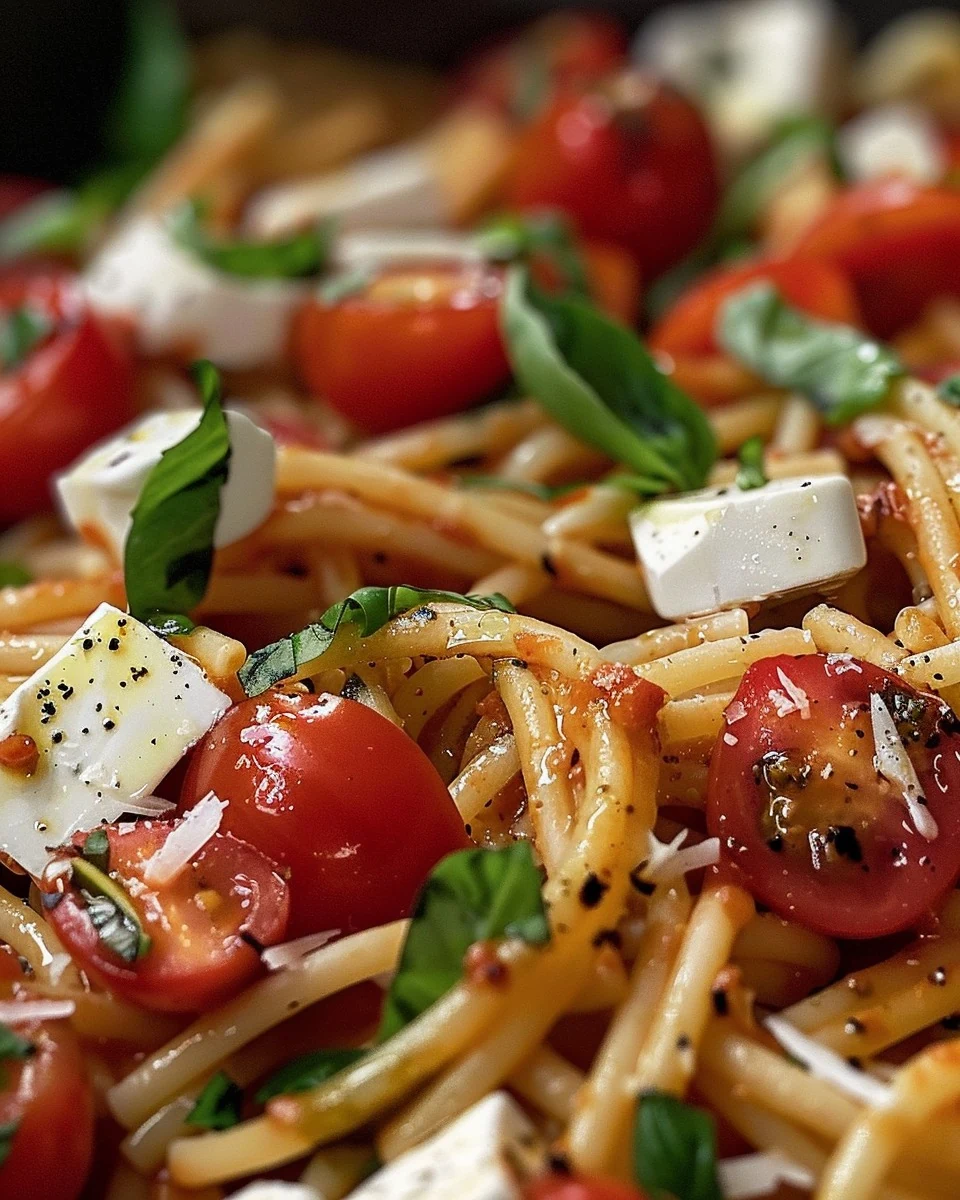 Easy One-Pan Caprese Pasta Recipe for Weeknight Meals finished dish