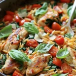 Easy One-Pot Chicken Vegetable Parmesan Orzo Recipe finished dish