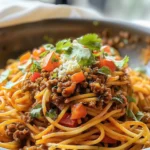 Easy One Pot Taco Spaghetti Recipe You’ll Love finished dish
