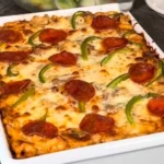 Easy Pepperoni Pizza Casserole Recipe for Family Dinners finished dish