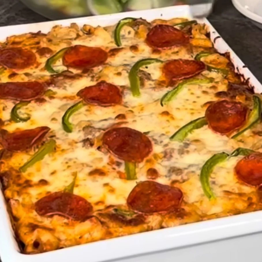 Easy Pepperoni Pizza Casserole Recipe for Family Dinners finished dish