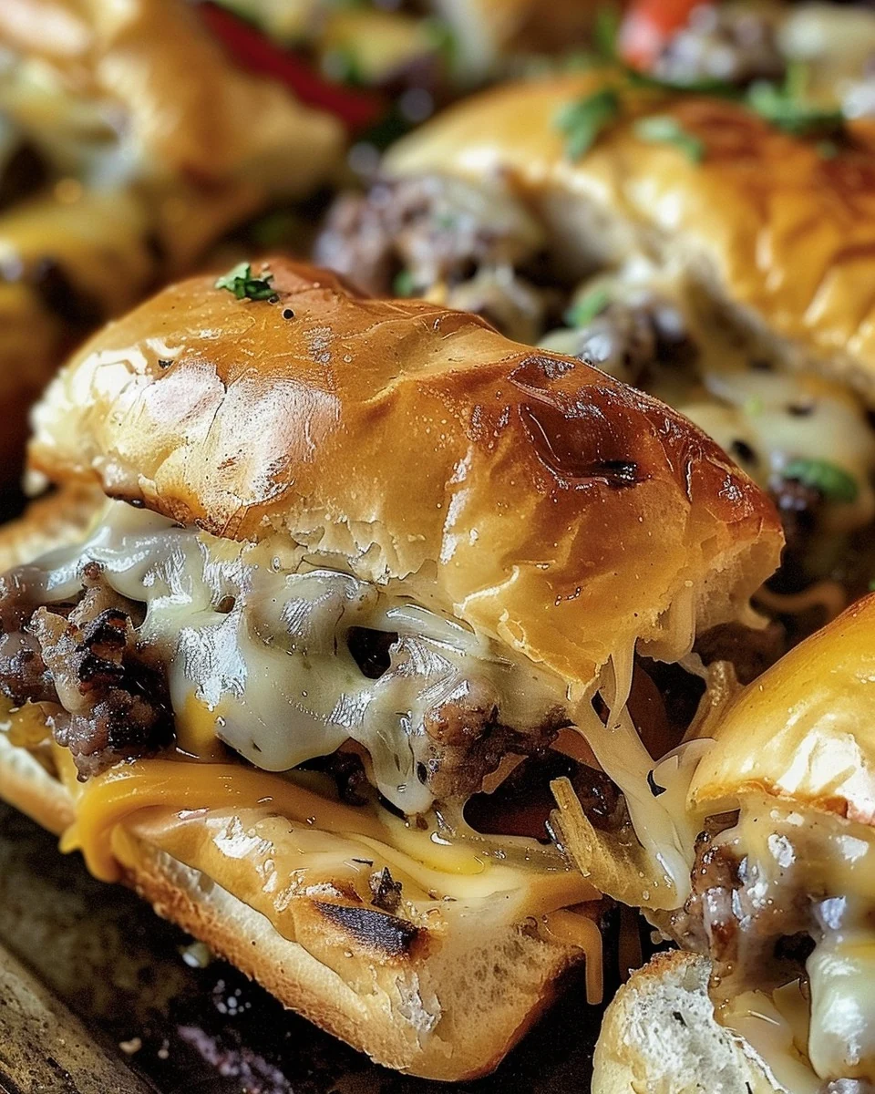 Easy Philly Cheesesteak Sliders - Quick & Delicious finished dish