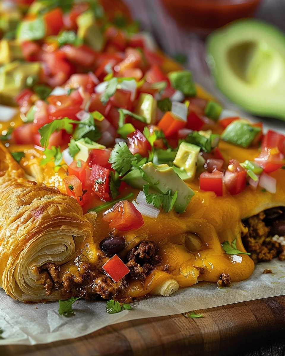Easy Pillsbury Crescent Roll Taco Bake Recipe finished dish