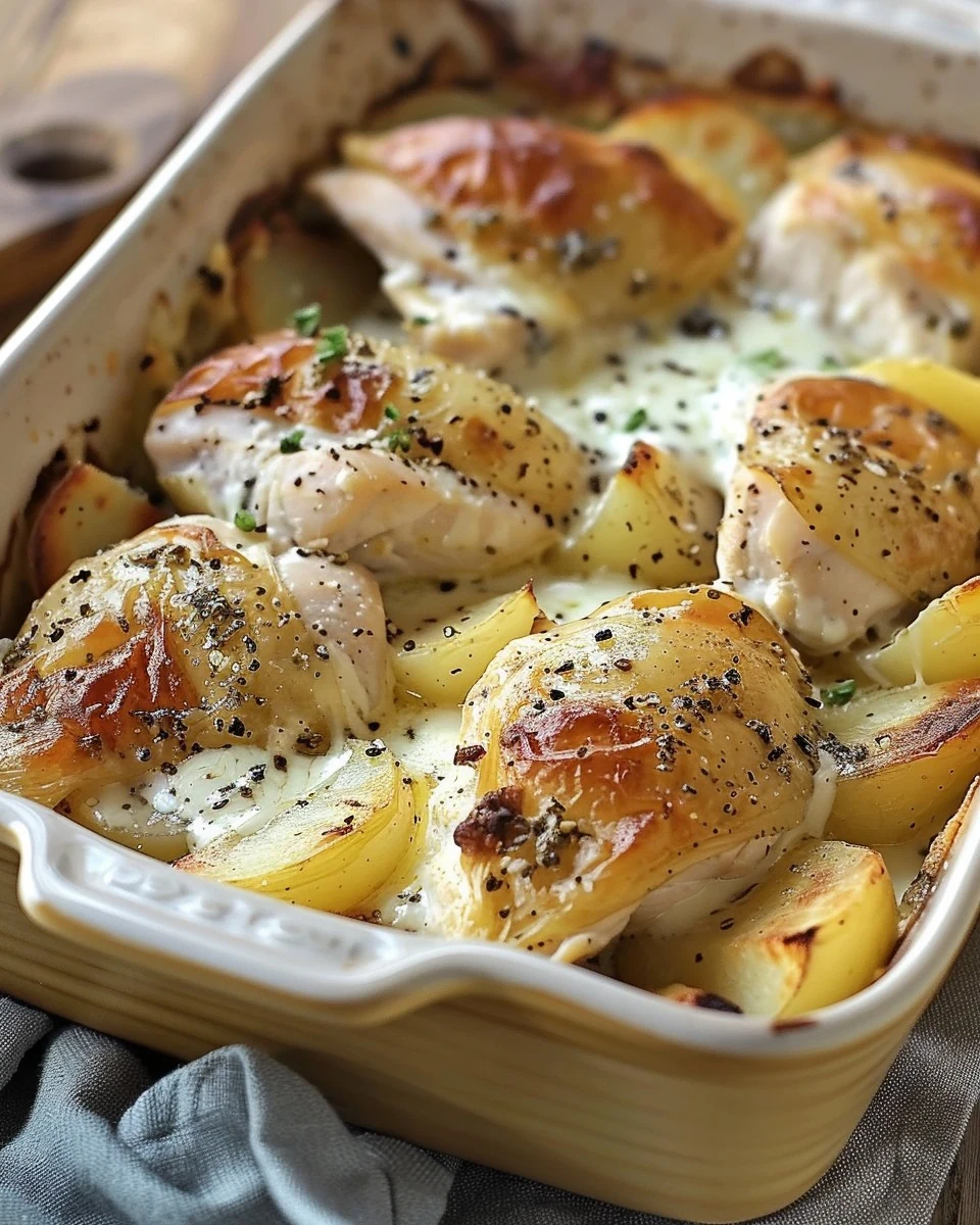 Easy Potato Chicken Bake: A Simple Comfort Dish finished dish