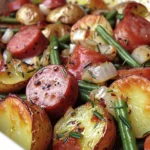 Easy Sausage Green Bean Potato Casserole Recipe finished dish