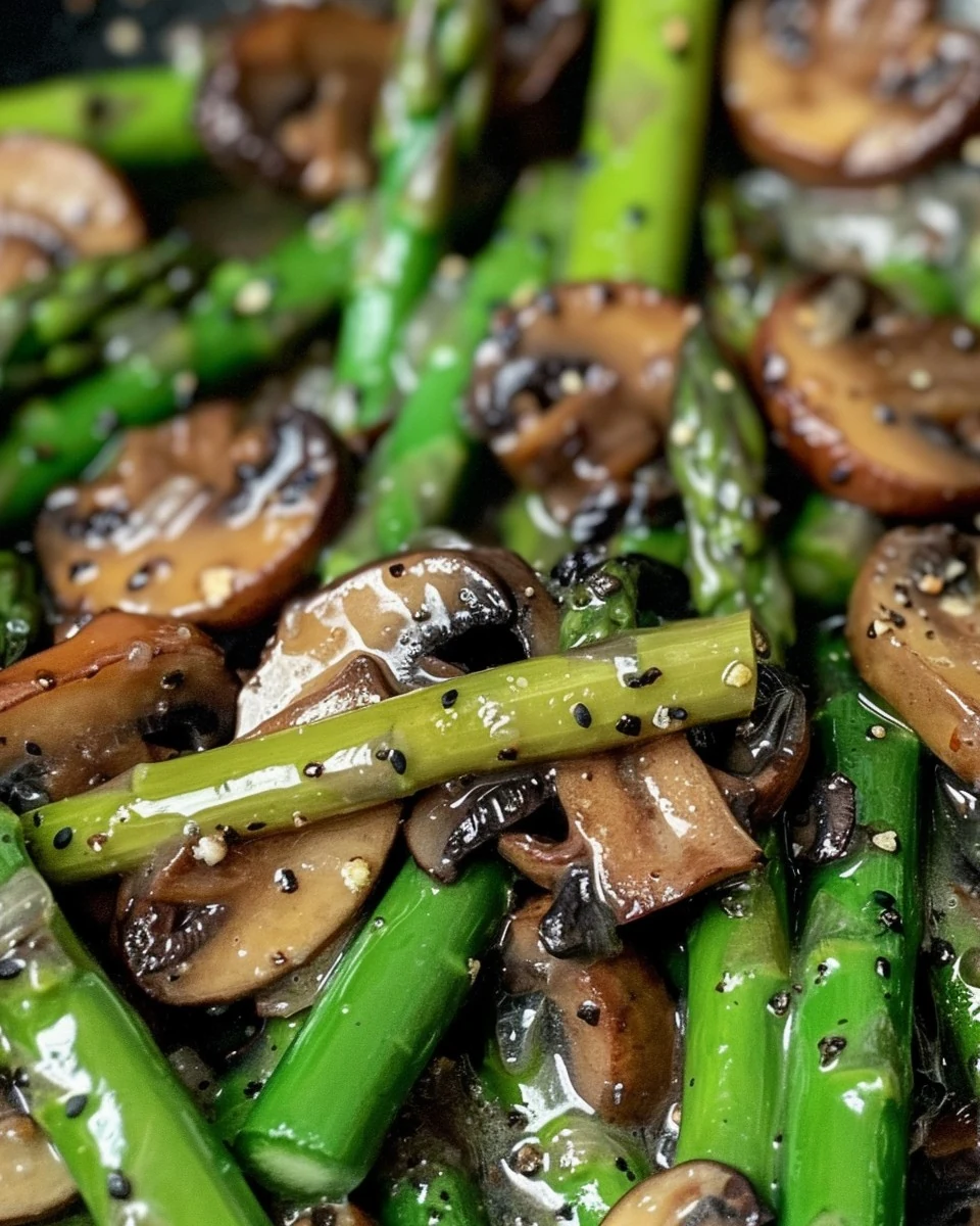 Easy Sautéed Asparagus and Mushrooms Recipe finished dish