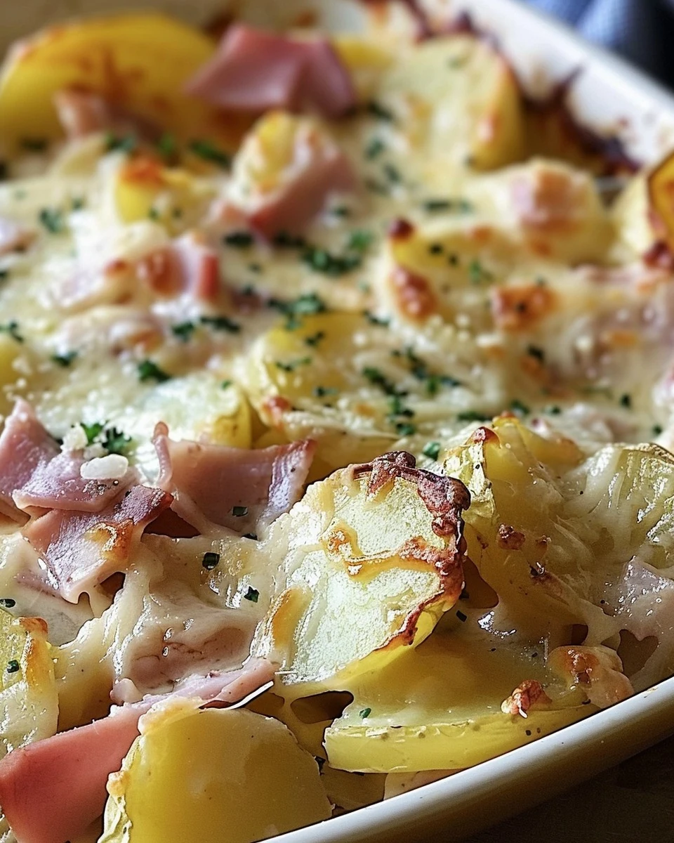 Easy Scalloped Potatoes & Ham Recipe for Comfort Food Lovers finished dish