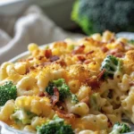 Easy Slow Cooker Broccoli Bacon Macaroni and Cheese Recipe finished dish