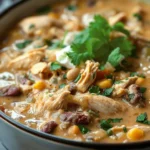 Easy Slow Cooker Cream Cheese Chicken Chili Recipe finished dish