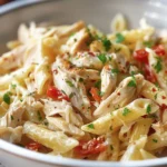 Easy Slow Cooker Olive Garden Chicken Pasta Recipe finished dish