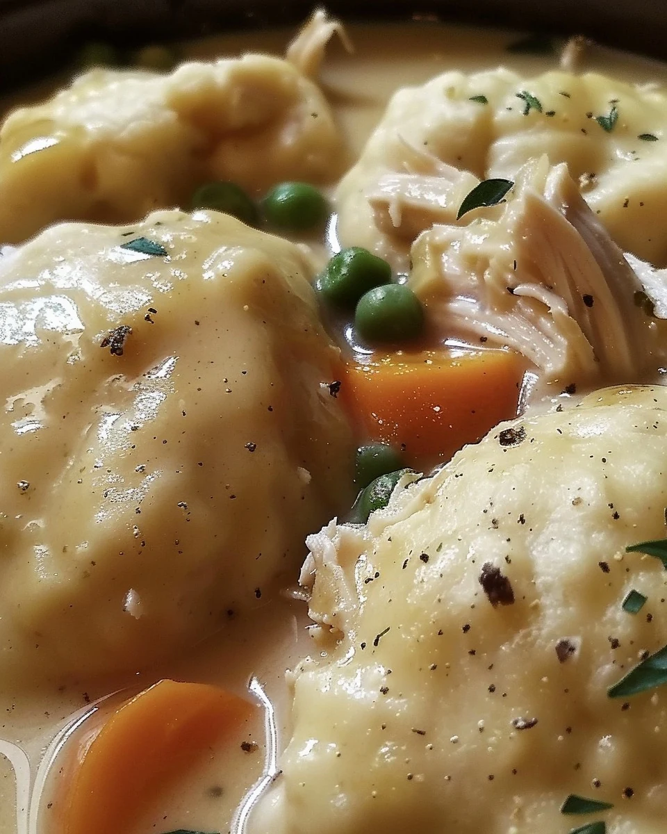 Easy Slowcooker Chicken and Dumplings Recipe finished dish