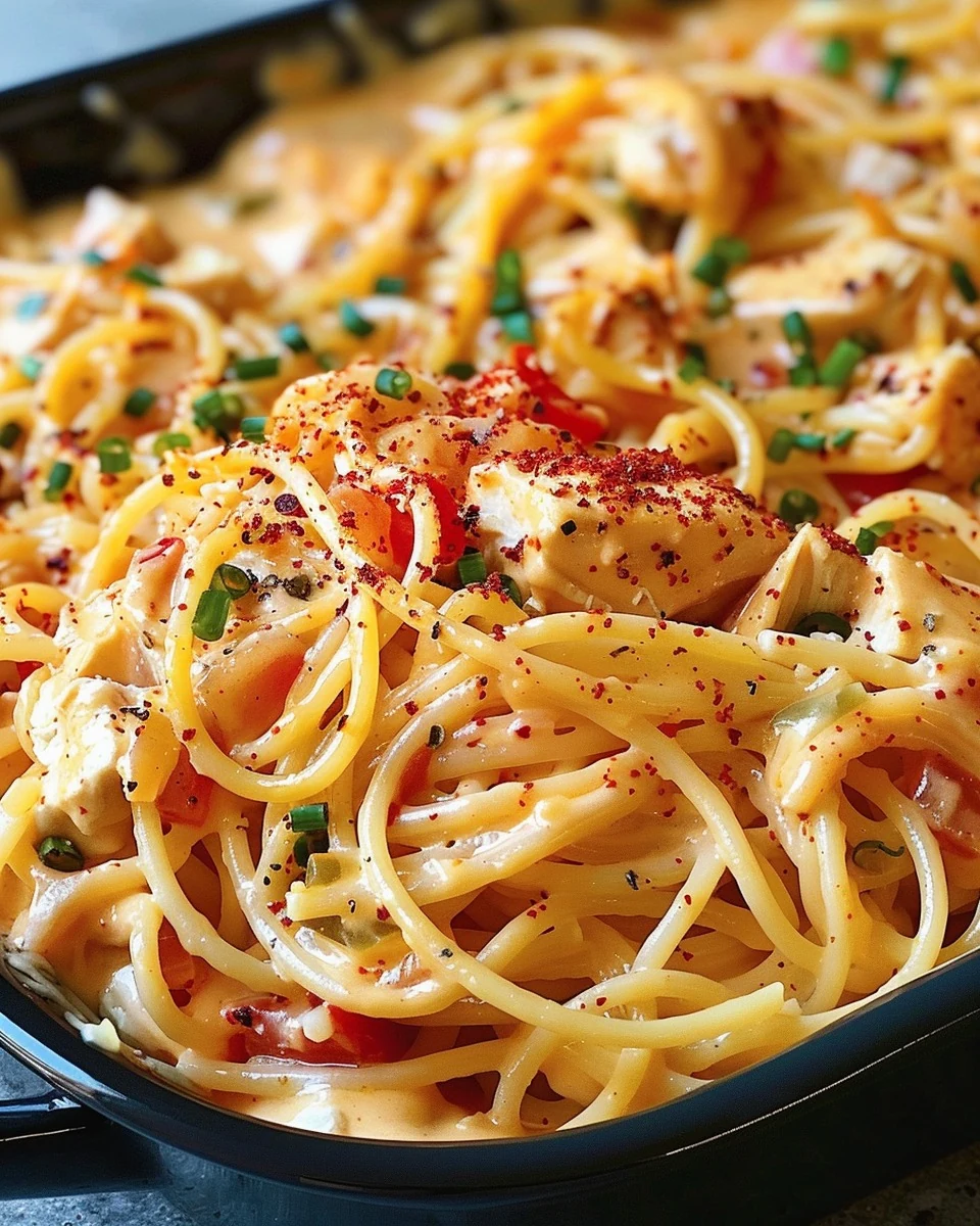 Easy Spicy Southern Chicken Spaghetti: A Flavorful Dish finished dish