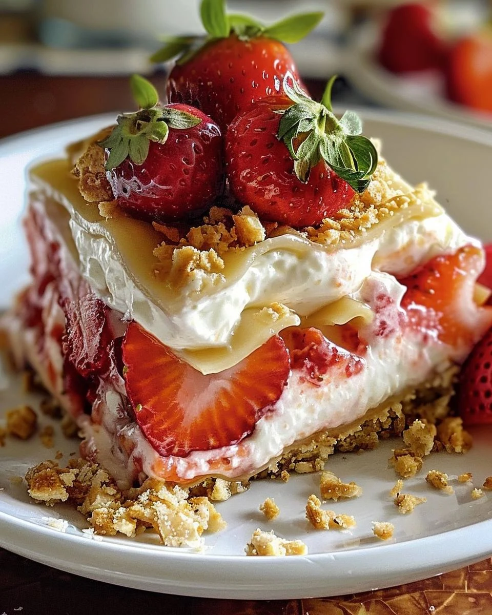 Easy Strawberry Cheesecake Lasagna Recipe to Delight finished dish