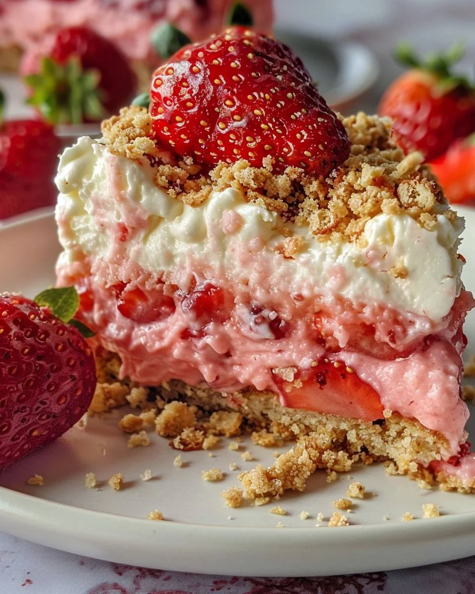 Easy Strawberry Crunch Cake: A Delightful Dessert Recipe finished dish