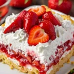 Easy Strawberry Shortcake Poke Cake Recipe finished dish