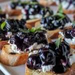 Elegant Balsamic Blueberry Goat Cheese Crostinis Recipe finished dish
