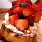 Elegant Crostini with Balsamic Strawberries and Ricotta finished dish
