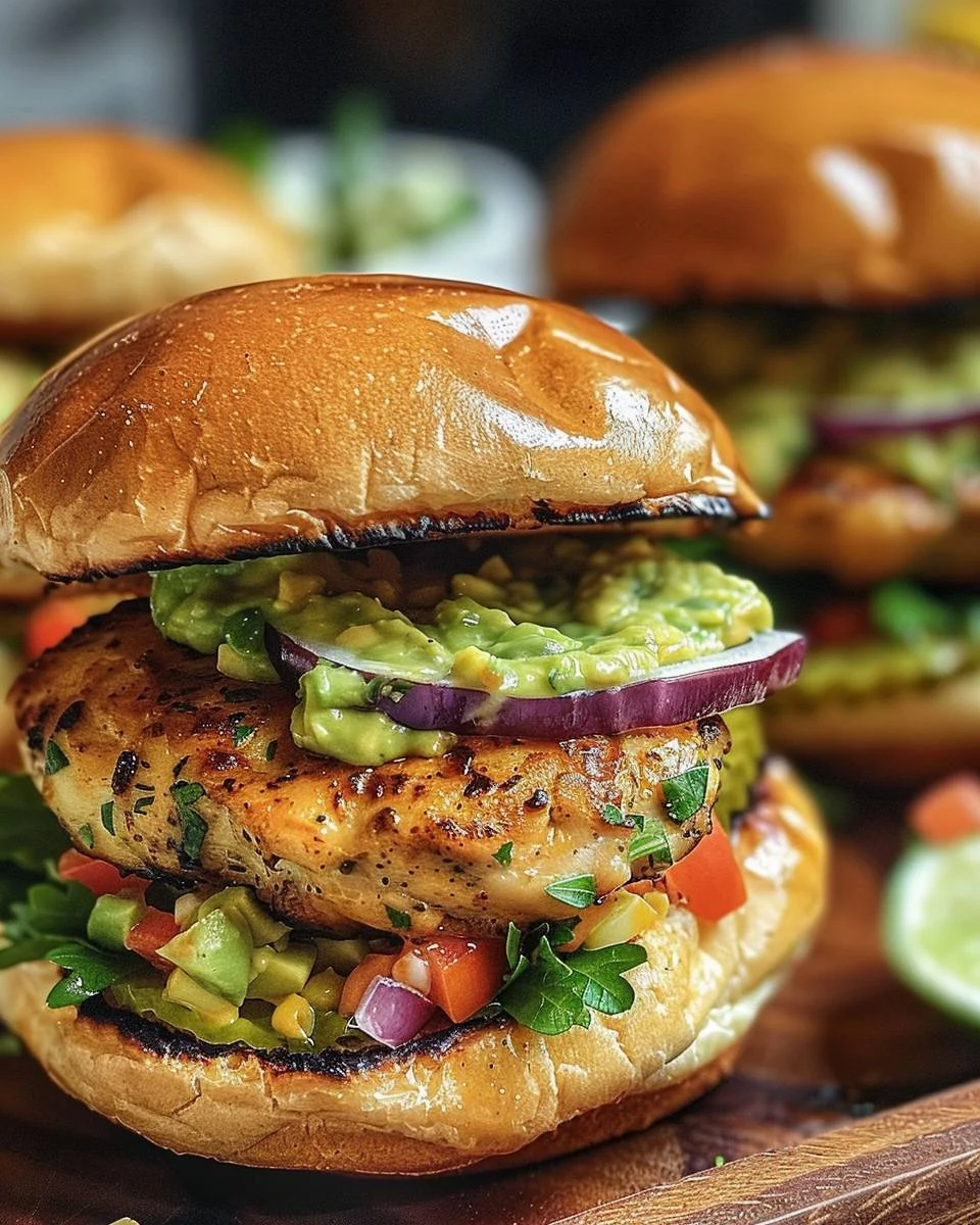 Elevate Your Meal with Gourmet Chicken Avocado Burgers finished dish