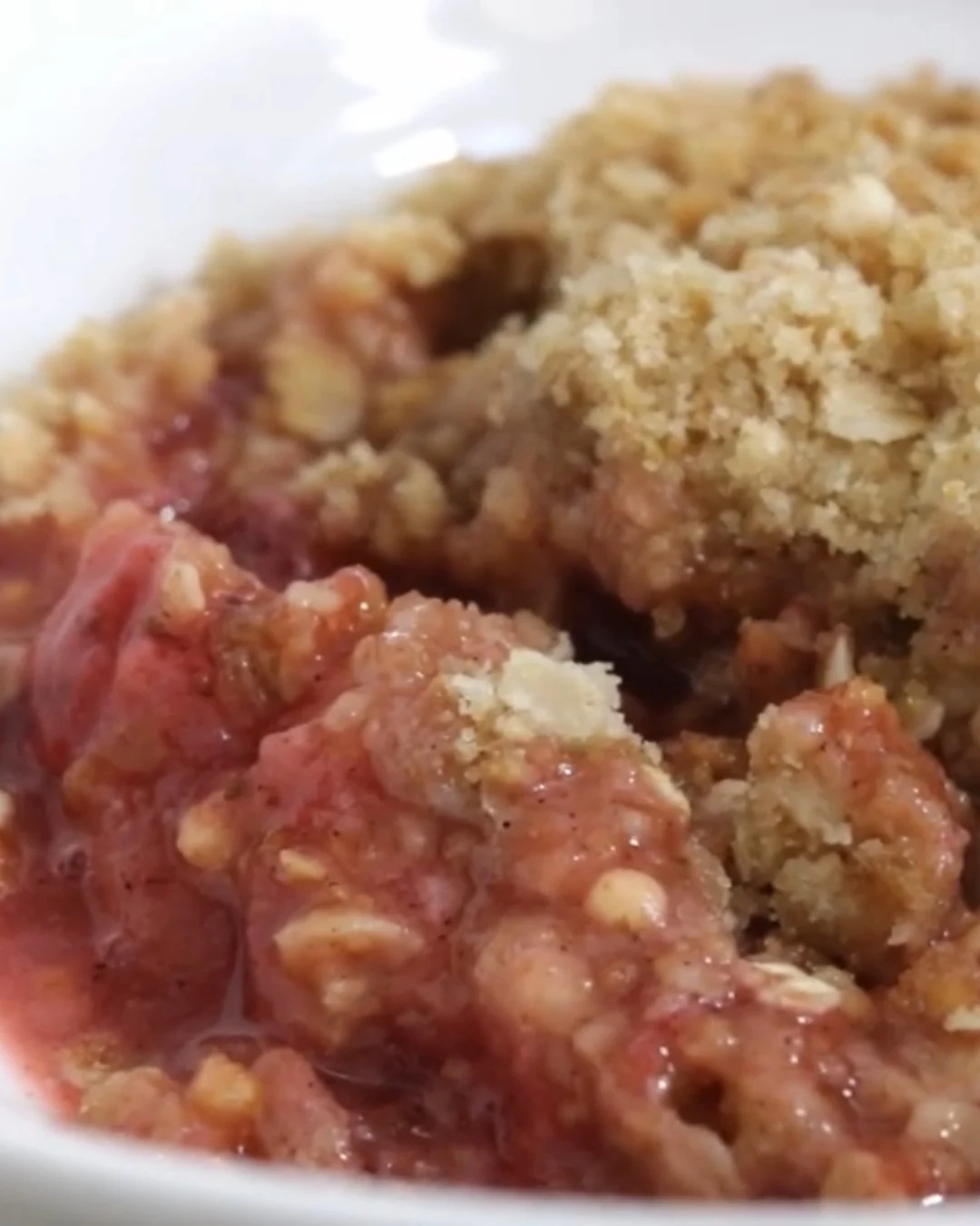 Enjoy Juicy Rhubarb and Strawberry Summer Crisp Today finished dish