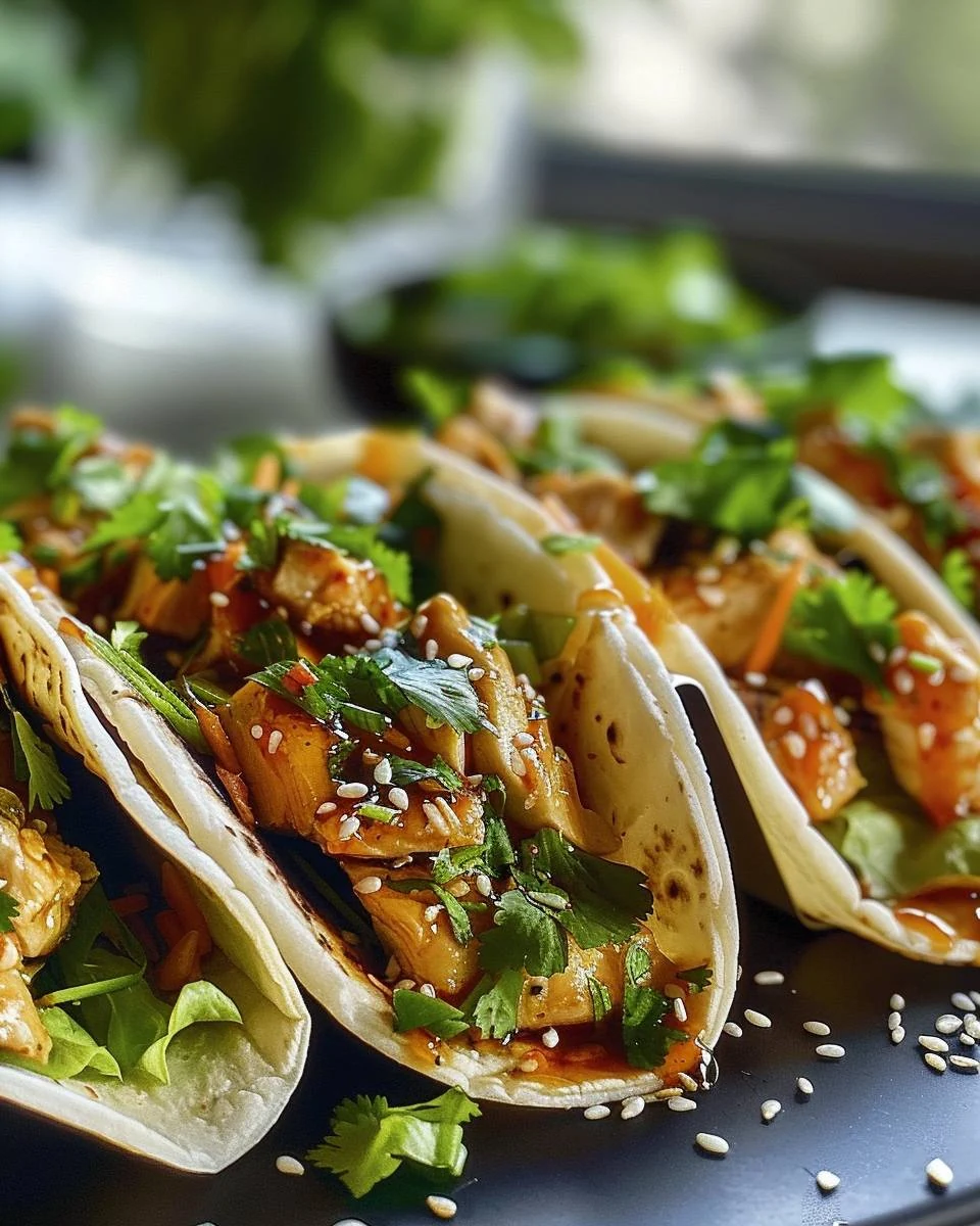 Flavorful Asian-Inspired Chicken Tacos Recipe finished dish