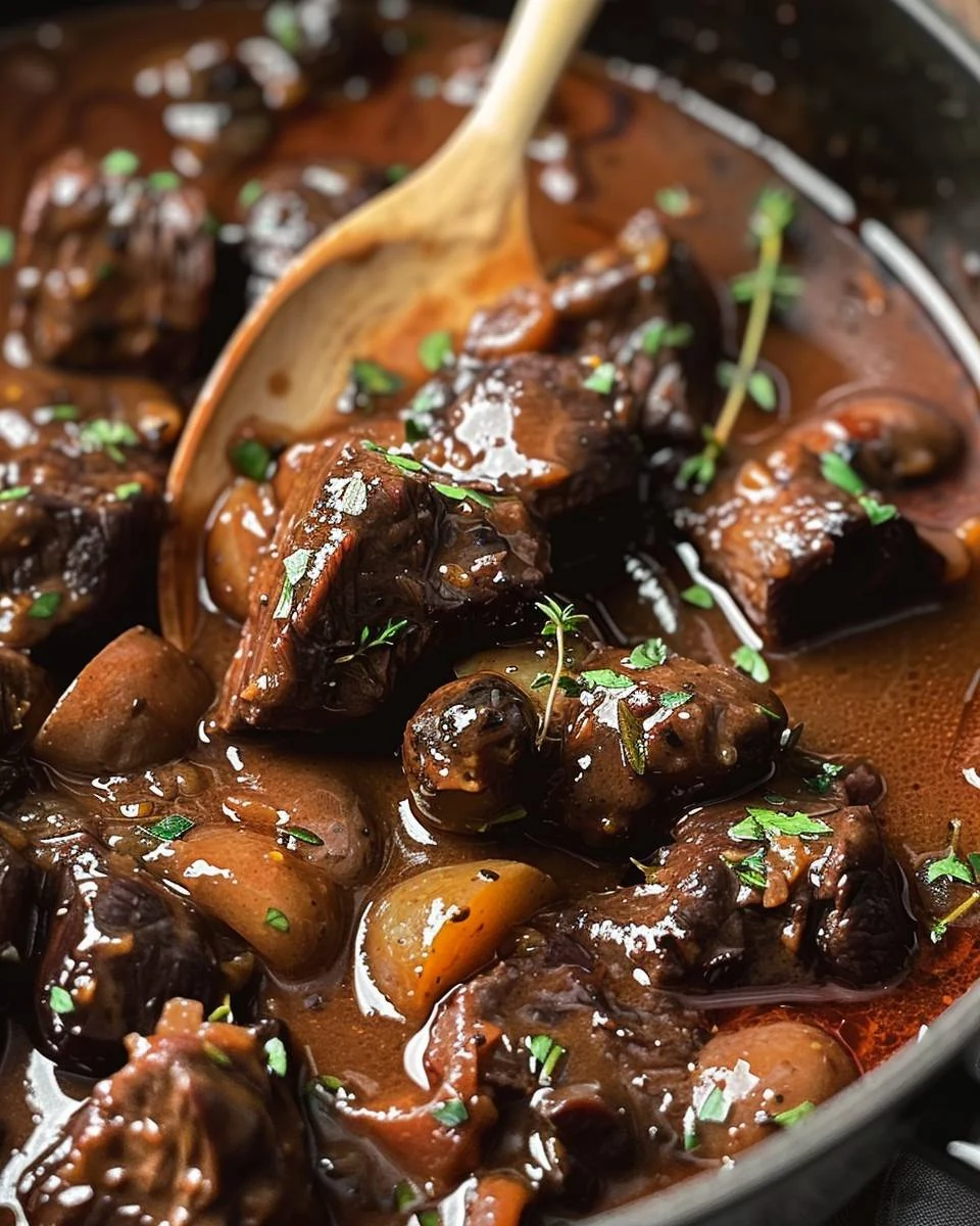 Flavorful Beef Bourguignon Recipe for a Cozy Dinner finished dish