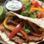 Flavorful Beef Fajitas with Lime Sour Cream Recipe finished dish