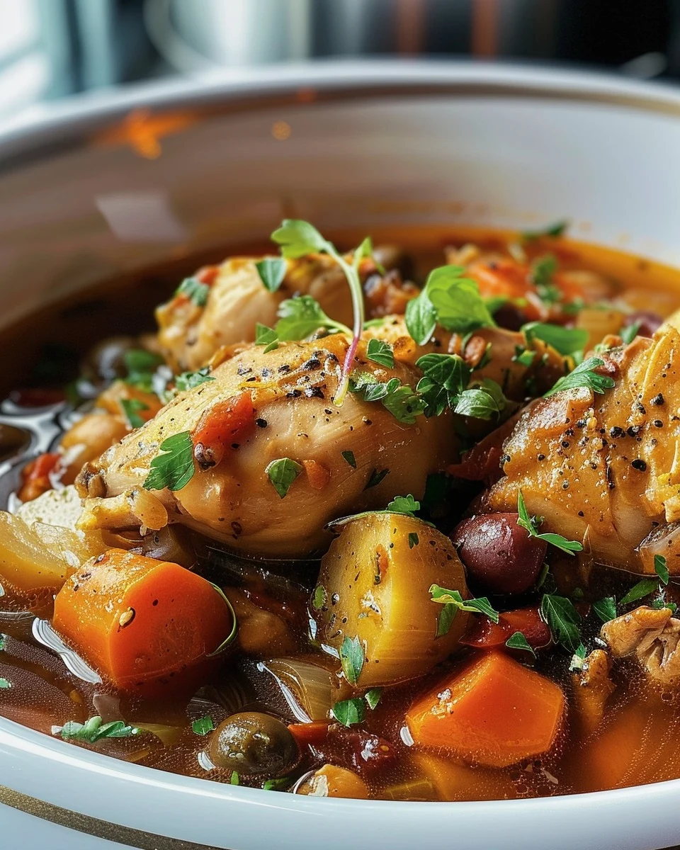 Flavorful Hearty Chicken and Vegetable Stew Recipe finished dish