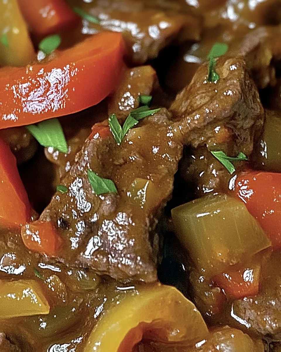 Flavorful Pepper Steak in a Crock Pot Recipe finished dish