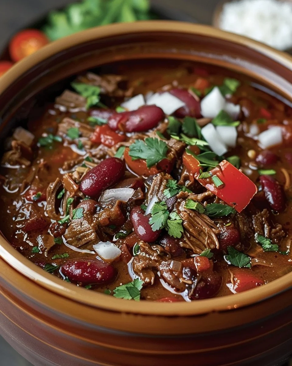 Flavorful Shredded Beef Chili Con Carne Recipe finished dish