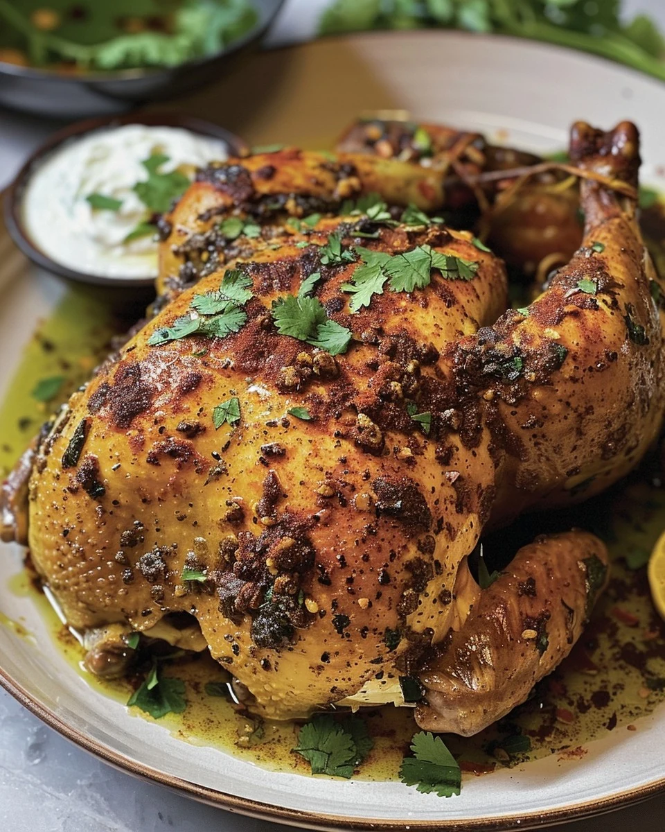 Flavorful Spiced Roast Chicken with Zaatar Yogurt Recipe finished dish