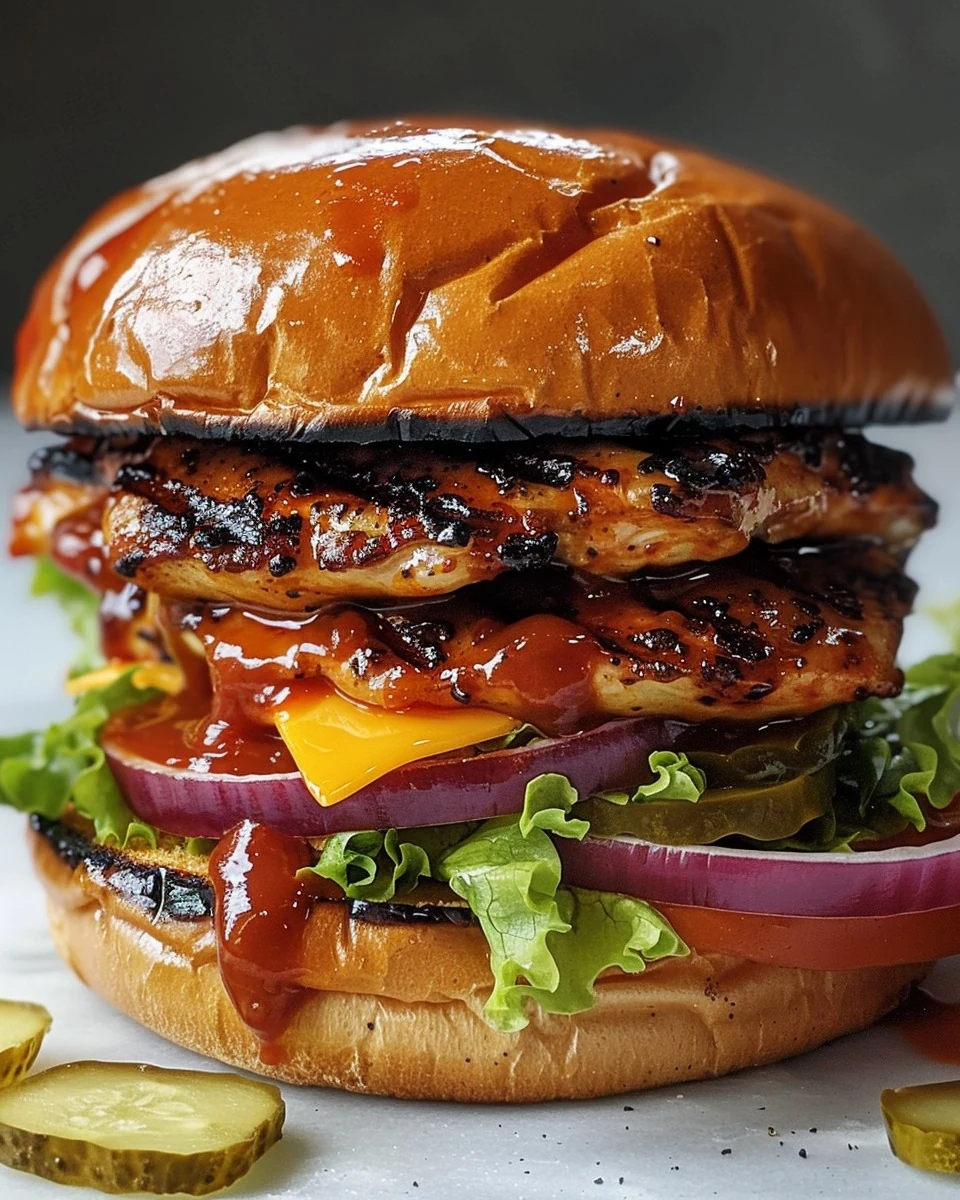 Flavorful Spicy Smoky BBQ Chicken Burger Recipe finished dish